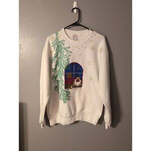 Jerzees Christmas Sweater Vintage Women's Size L READ